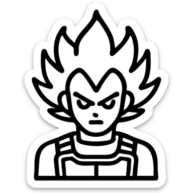 Vegeta in Ultra Ego form, minimalistic icon style, flat colors, clear outline sticker