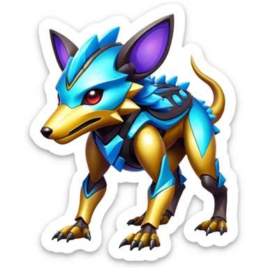 Shiny Epic Edgy Cool Colorful Vibrant Modern Vernid-Protogen-creature-animal, full body  sticker
