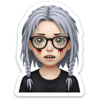 Girl,zombie,glasses,emo,dreads,black shirt sticker