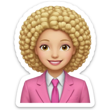 afro blonde hair woman pink suit sticker