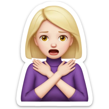 female choking her neck with her hands with her arms crossed and mouth opened emoji  sticker