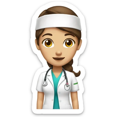 Brownhaired and honeybrown eyes nurse sticker