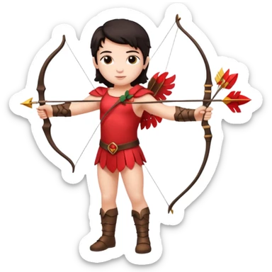 Full body Cupid with a bow and dark hair sticker