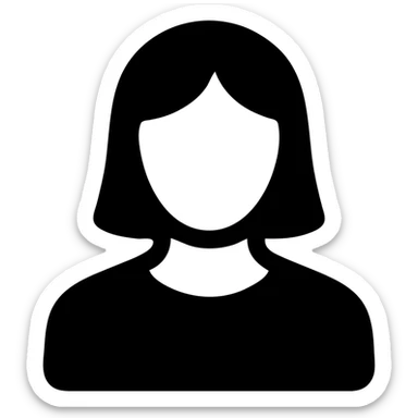 woman with blue-grey eyes, brown hair, brown skin, modern icon style, clear facial features, simple and bold shapes, minimalistic design sticker