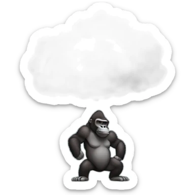 Gorilla body farting with big cloud in the back sticker