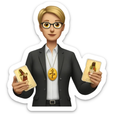Teacher with tarot cards in hands sticker