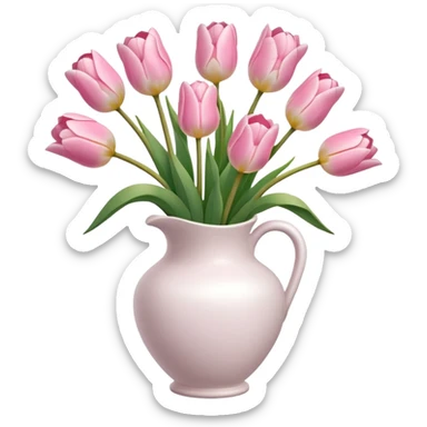 Light pink tulips in white vase sticker
