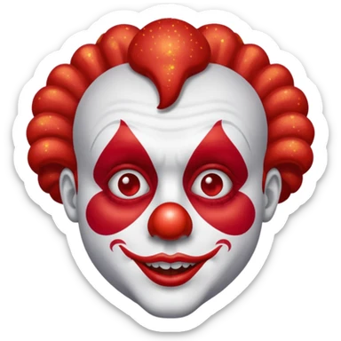 red glitter clown with the neutre facial expression sticker