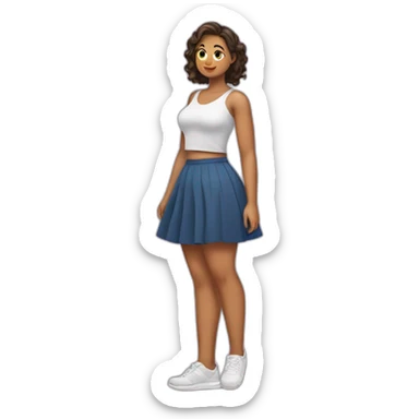 Full body Curvy girl in skirt lifts her leg sticker