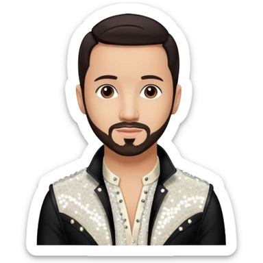 AJ McLean from Backstreet Boys with dark brown hair, ivory sequin outfit sticker