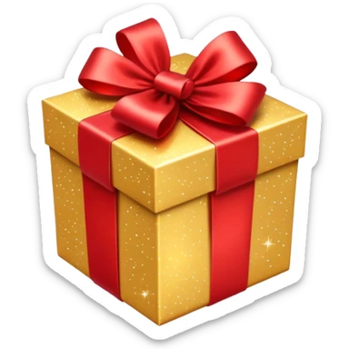 gift box with a bow, surrounded by sparkles sticker