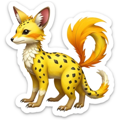 Feral Rare Fantasy vibrant tropical Vernid-Trico-species by LiLaiRa, random markings, tufted tail, tufted ears, full body sticker