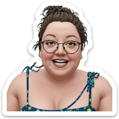 smiling girl in bikini by ocean sticker