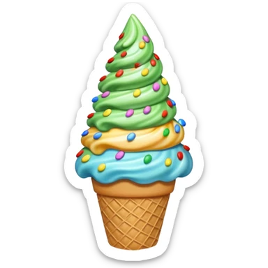 Ice cream cone Christmas tree sticker