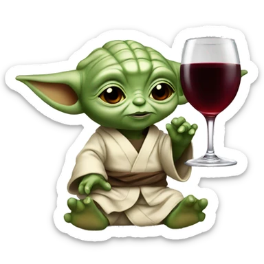 yoda baby with red wine glass sticker