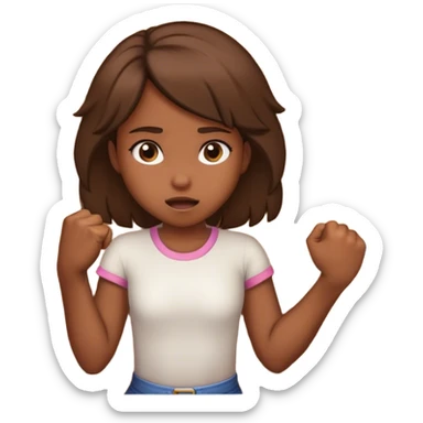 Girl knocking on door with closed fist  sticker