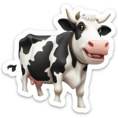 A cow on a boat sticker