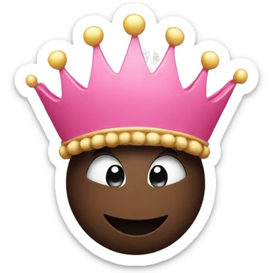 Black emoji face smiling with a crown and pink hearts  sticker