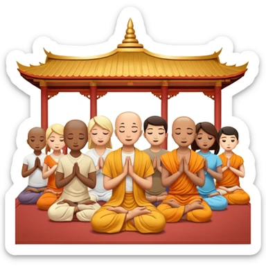 people praying in a Buddhist temple sticker