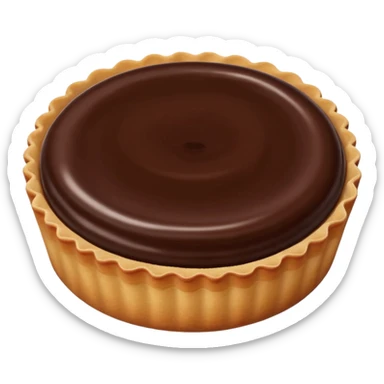 small round tart with shiny chocolate filling, sticker