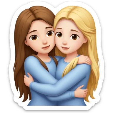 hug-two-girls both fair and long hair sticker