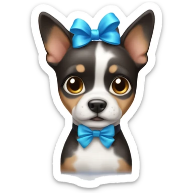 Cute coquette dog with blue bow sticker
