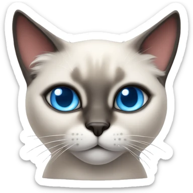 fluffy siamese blue eyes cat face with devil horns sticker