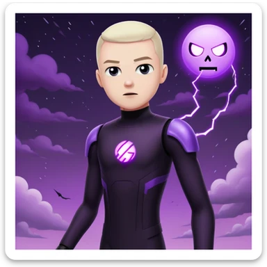 Minecraft Enderman attacking player with username "Artem" in the End dimension, purple sky sticker