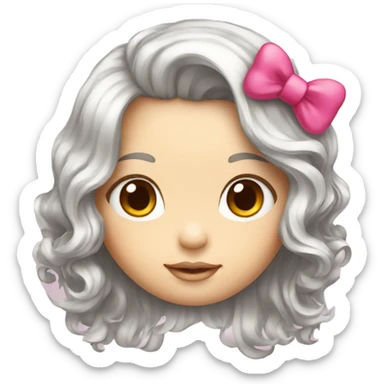 Long hair girl whit hello kitty bow sticker