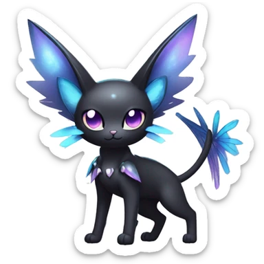 Shiny Cool Punk pastel Black beautiful ethereal fantasy Kawaii Sona Fakemon-cat-animal with edgy bat-wings-ears Full Body sticker
