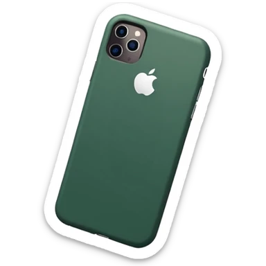 clean white iPhone with dark green case, minimalist design sticker