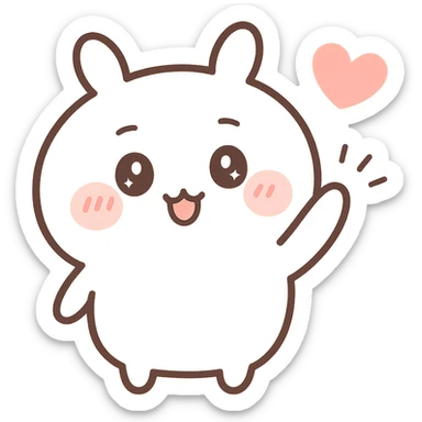 chiikawa character, waving, kawaii style, minimal background sticker