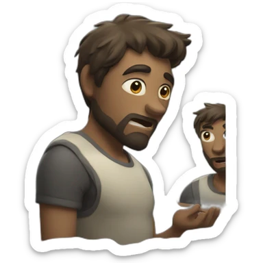 Picture of a man looking at a mirror and seeing a werewolf  sticker