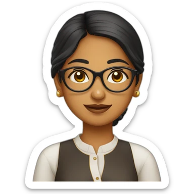 South indian girl with specs and idli sticker