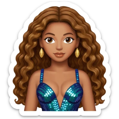 Beyonce with brown long hair sticker