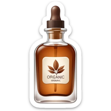 Organic cosmetic in a cristal brown bottle sticker