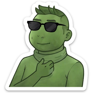 A man with this hands crossed over his neck  sticker