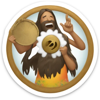 A hippie hitting a gong sticker