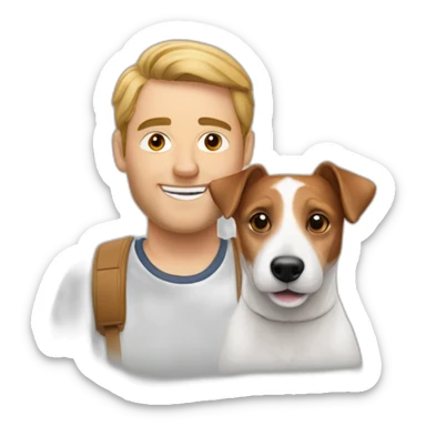 Man with jack russell terrier dog sticker