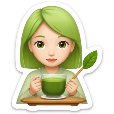 Girl with matcha sticker