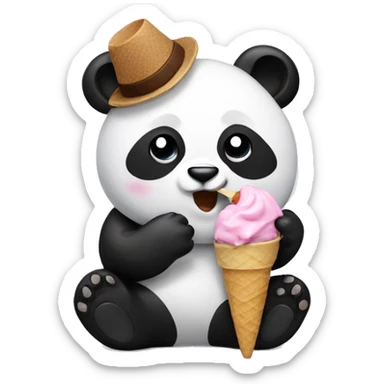 Panda eating ice cream sticker