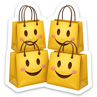 HAPPY SMILEY FACE EMOJI WITH SHOPPING BAGS IN EACH HAND sticker