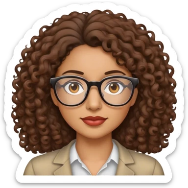 Hispanic women with brown curly hair and glasses sticker