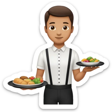 a waiter with a tray sticker