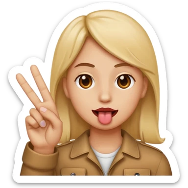 Emoji side eyeing with fingers in a peace sign and tongue sticking out sticker