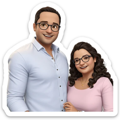 happy couple in stylish outfits sticker