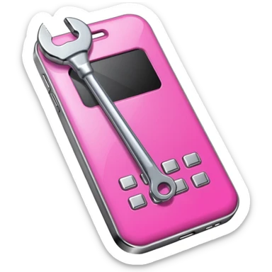 pink cellphone with a wrench sticker