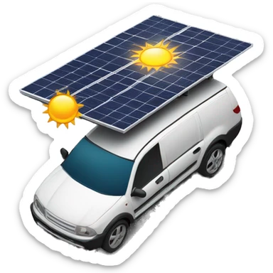 solar panel on top of a car with some sun sticker