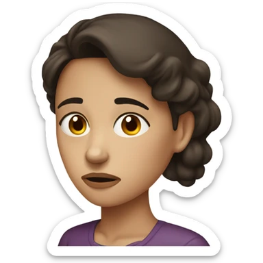Sick brunette woman sad  sticker
