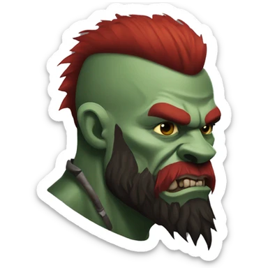 armored orc berserker with red beard & mohican sticker